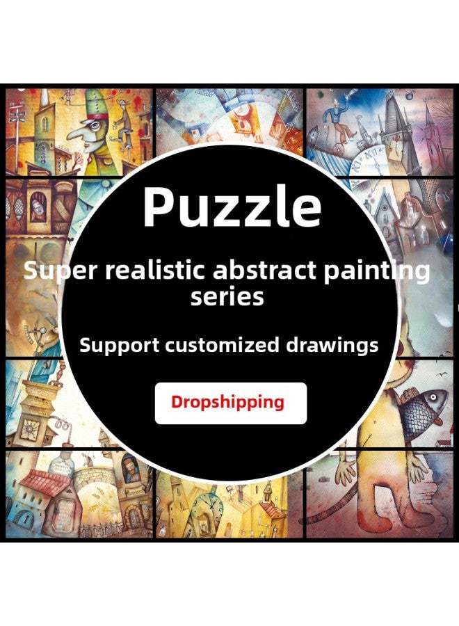 Wood Jigsaw Puzzle 300/500/1000 Pieces Surrealism Abstract Painting Puzzle Decompression Puzzle-Color:1000 Pieces Of Surreal Abstract Painting 027 - Image 2