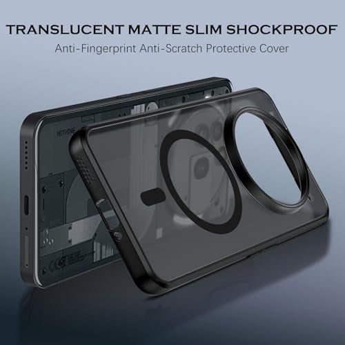GUAGUA Polycarbonate For Nothing Phone 3A Pro Case, [Compatible With Magsafe] Magnetic Anti-Scratch Translucent Matte Back Slim Shockproof Case Phone Cover,Black - Image 4