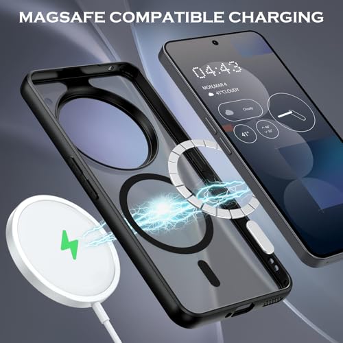 GUAGUA Polycarbonate For Nothing Phone 3A Pro Case, [Compatible With Magsafe] Magnetic Anti-Scratch Translucent Matte Back Slim Shockproof Case Phone Cover,Black - Image 3