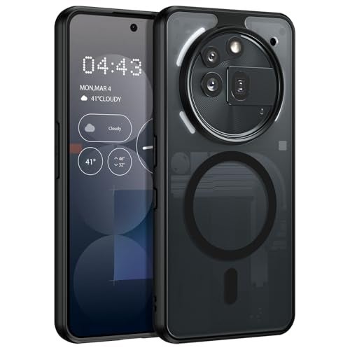 GUAGUA Polycarbonate For Nothing Phone 3A Pro Case, [Compatible With Magsafe] Magnetic Anti-Scratch Translucent Matte Back Slim Shockproof Case Phone Cover,Black - Image 1