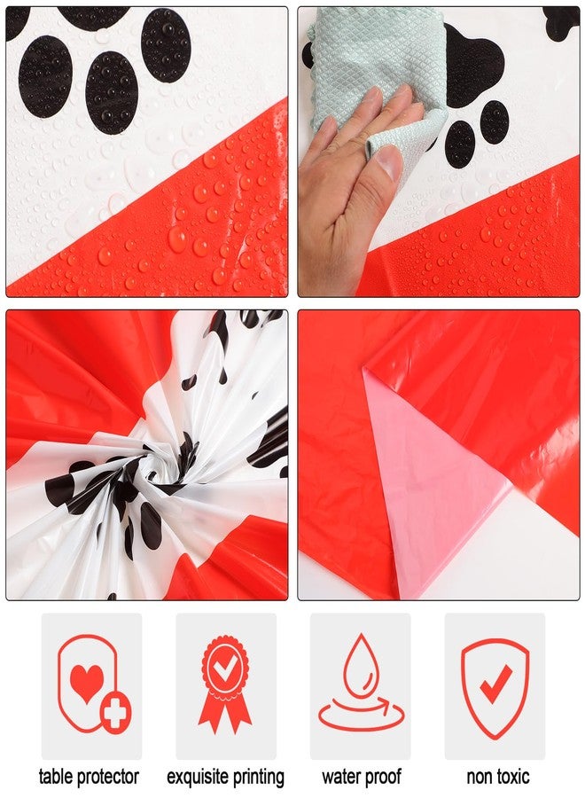 Oudain 6 Pcs Paw Print Plastic Tablecloths Disposable Rectangle Bone Sign Large Table Covers for Dog Theme Birthday Party Decorations Boy Girl Puppy Pet Dog Cat Party, 54x108 Inch (Colorful) - Image 3