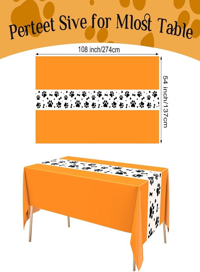 Oudain 6 Pcs Paw Print Plastic Tablecloths Disposable Rectangle Bone Sign Large Table Covers for Dog Theme Birthday Party Decorations Boy Girl Puppy Pet Dog Cat Party, 54x108 Inch (Colorful) - Image 2