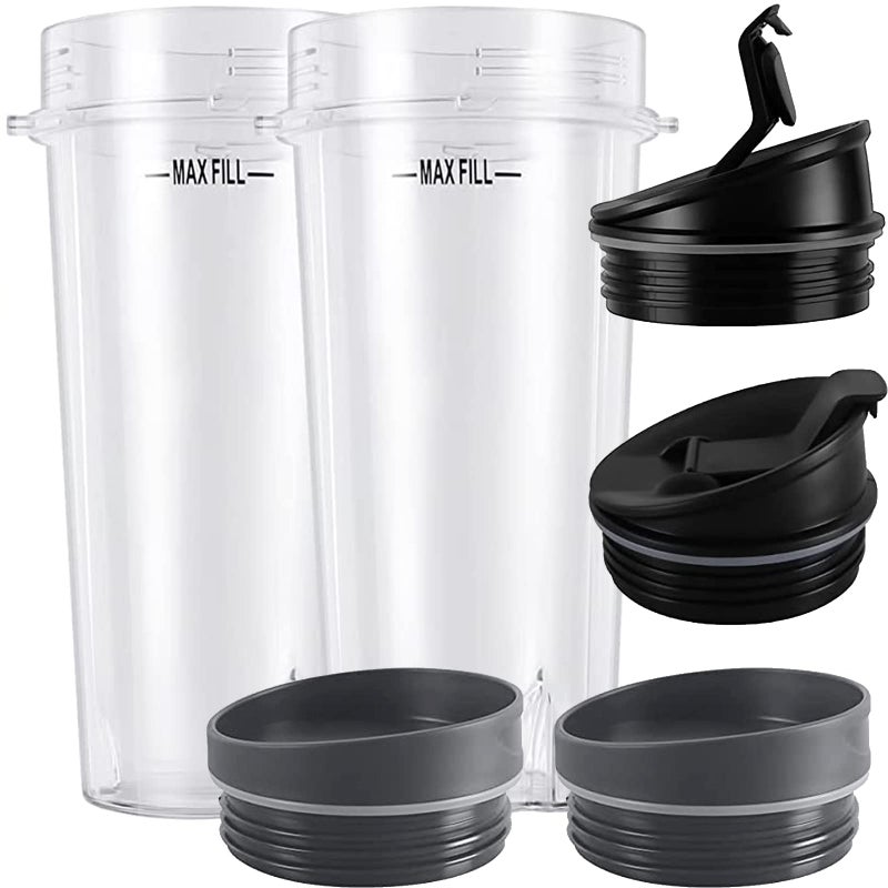 PODCAY 2pack Blender Replacement Parts Single Serve 16oz cups with Sip  Seal Lids Compatible with Ninja Blenders 