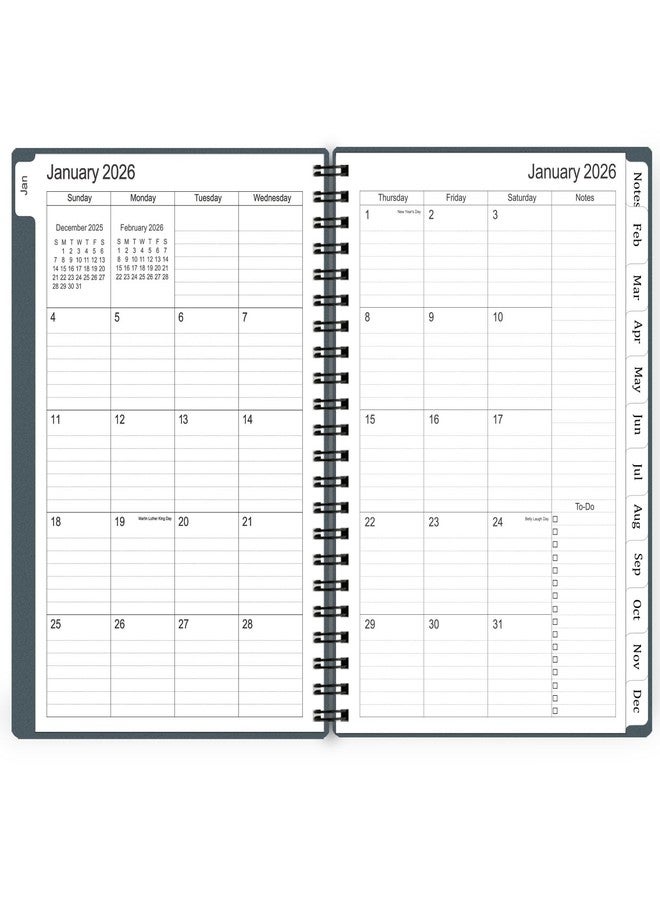 Tiankool Planner 2026, Jan 2026 - Dec 2026 Weekly Monthly Planner with 12 Monthly Tabs and Elastic Closure, Inner Pocket, Round Corner,5.8" x 8.25"- Grey - Image 3