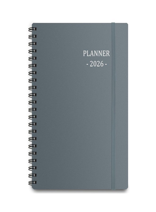 Tiankool Planner 2026, Jan 2026 - Dec 2026 Weekly Monthly Planner with 12 Monthly Tabs and Elastic Closure, Inner Pocket, Round Corner,5.8" x 8.25"- Grey - Image 1