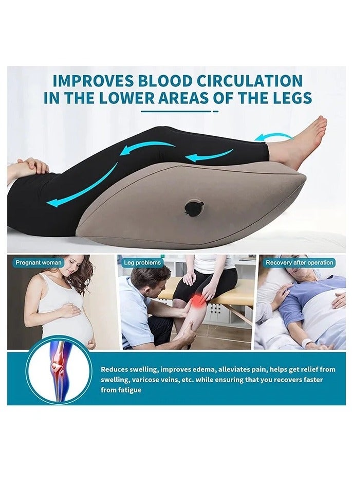 Inflatable Leg Elevation Pillow ,Leg Pillow for Sleeping Wedge Pillow Leg Rest Pillow with Inflatable Bag, Relax Muscle Relieve Pain in Back Legs Knees After Surgery Improve Blood Circulation - Image 2