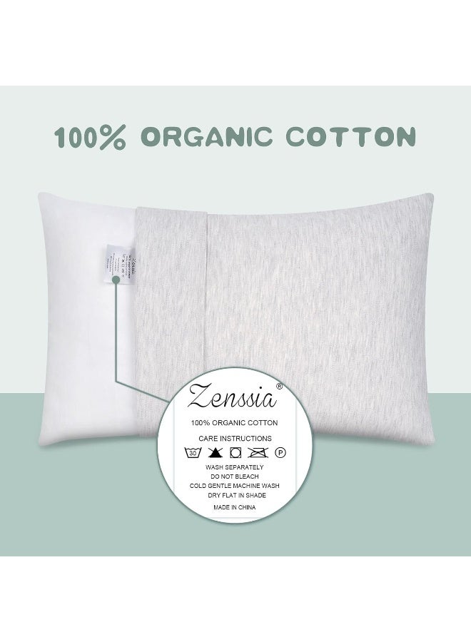 Zenssia Organic Cotton Toddler Pillowcase/Travel Pillowcase Pack of 2 Set 13x18 Inches with Envelope Closure - Soft & Breathable Baby Pillow Case Cover Solid Gray - Image 2