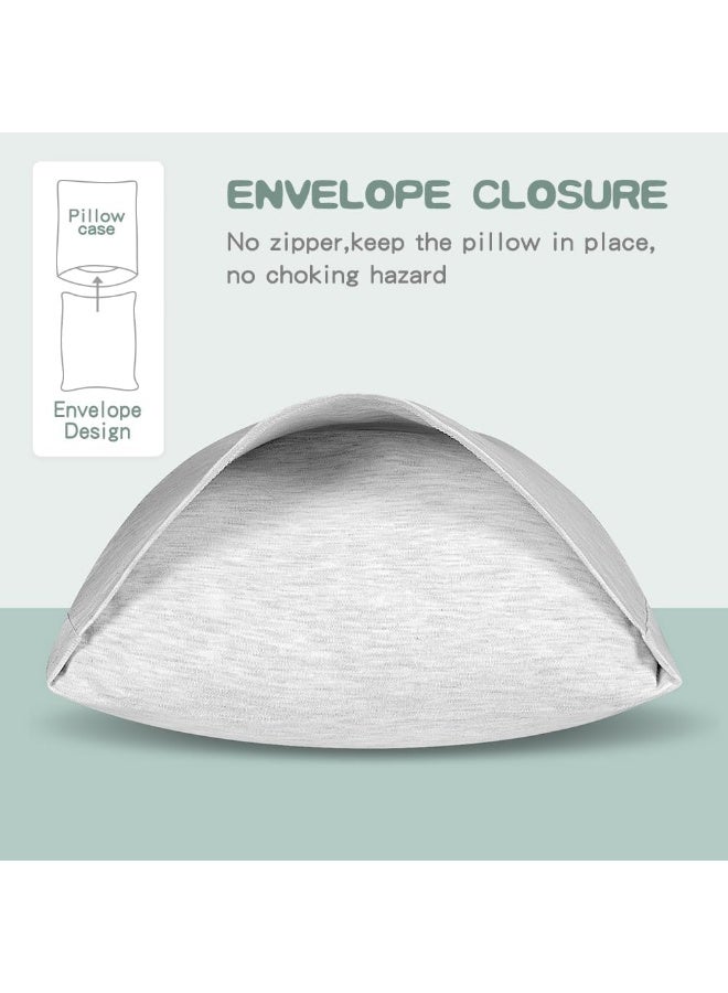 Zenssia Organic Cotton Toddler Pillowcase/Travel Pillowcase Pack of 2 Set 13x18 Inches with Envelope Closure - Soft & Breathable Baby Pillow Case Cover Solid Gray - Image 3