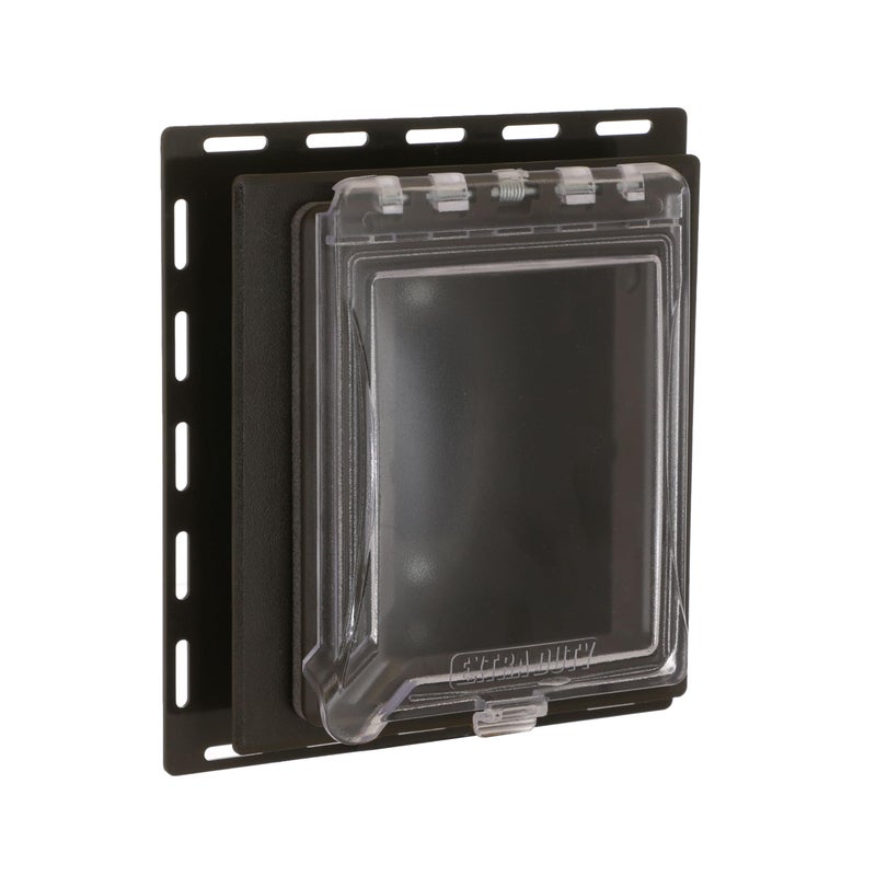 TayMac MR420CZ 1Gang Recessed Enclosure Extra Duty 6in1 Nonmetallic Weatherproof inUse Cover HorizontalVertical Bronze