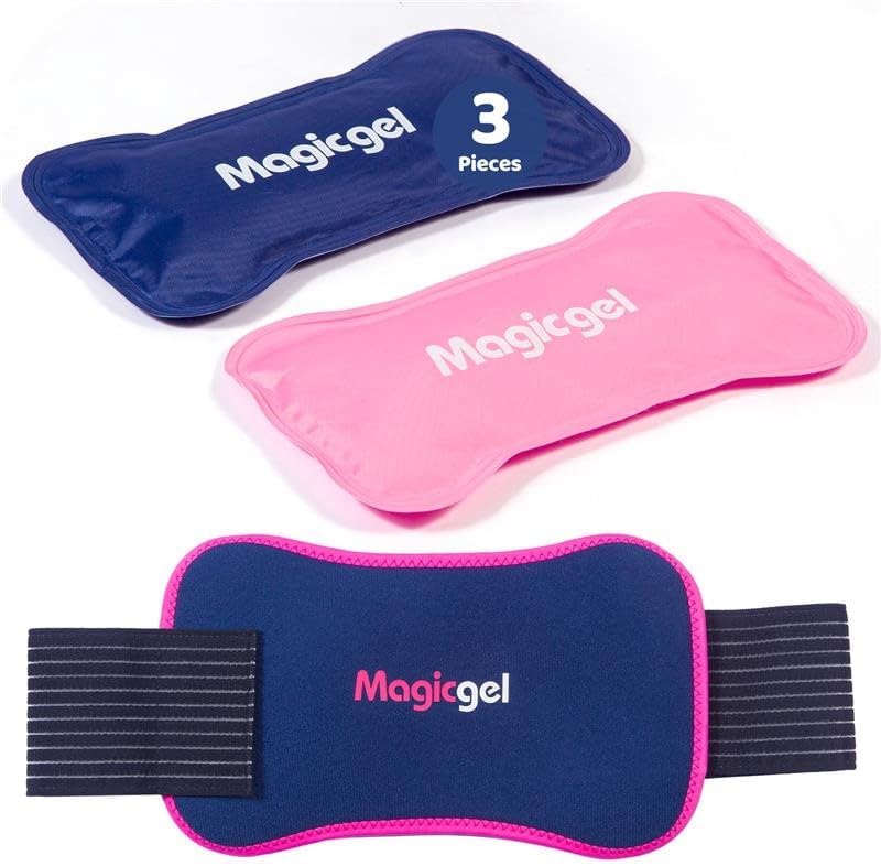 Magic Gel Ice Packs for Injuries Reusable (3 Pcs 11"x5.5") - FSA HSA Eligible | Flexible Wrap Around Gel Ice Pack Knees, Back, Shoulders, Arms and Legs | Hot and Cold Compress Cold Packs for Injuries