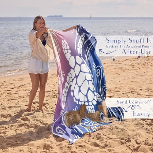WEKAPO بطانية شاطئ WEKAPO مقاومة للماء ومضادة للرمال بحجم كبير جداً مع دعامات وحقيبة تخزين - أساسيات للأنشطة الخارجية على الشاطئ والنزهات (سلحفاة البحر الزرقاء العميقة، 8 × 7 قدم (1~4 أشخاص)) - Image 5