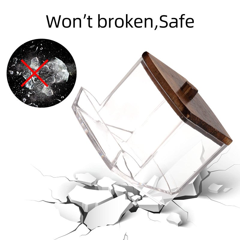 Tbestmax 7 OZ Cotton Swab Pads Holder, Qtip Cotton Buds Ball Dispenser, Bathroom Containers Apothecary Jar for Storage Brown Wood Lids 1 Pcs - Image 3