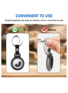 Excefore Airtag Case with Key Ring, Full-Body Shockproof AirTags Holder with Keychain, Waterproof Anti-Scratch Rugged Protective Cover for Apple Air Tag for Pet Collars, Wallet, Keys (Black)  - Image 3