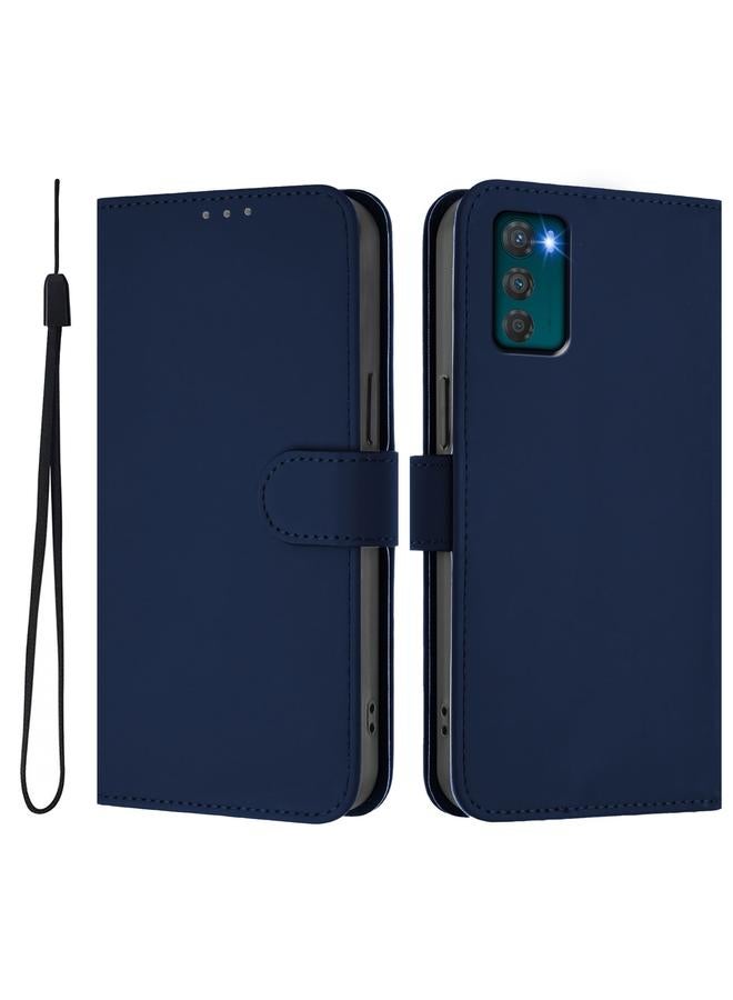 erorex Case For Motorola Moto G42 4G Skin Feel Solid Color Leather Phone Case with Lanyard - Image 2