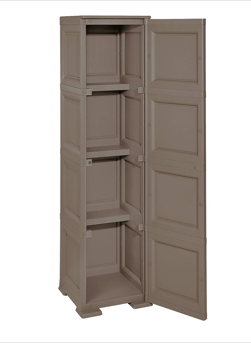 Tontarelli Tontarelli Storage Cabinet, Made in Italy, for Home, Office & Outdoor, Multipurpose Storage Cupboard with 4 Compartments, Multiple Shelves & Broom Hanging Section, 40L x 43W x 164H cm, Dark Brown  - Image 2