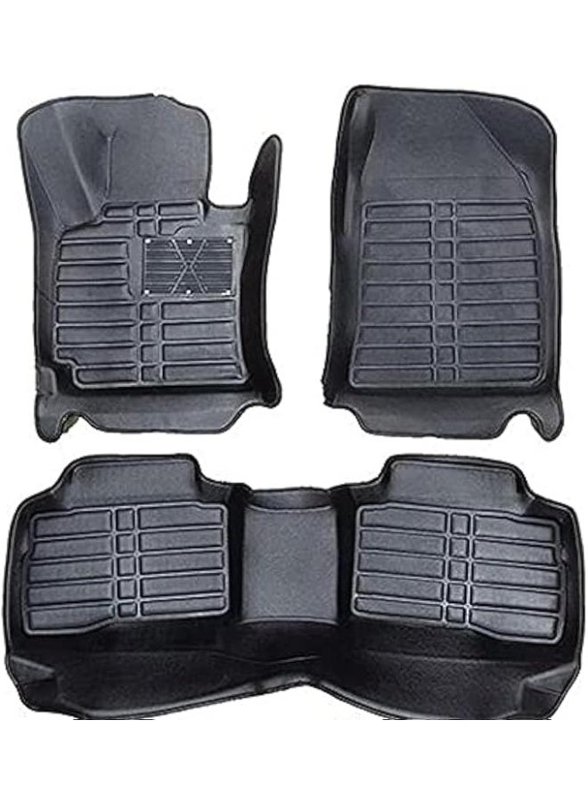 Custom 5D Compressed Leather Floor Mats for Peugeot 5008 (2020) - 10mm Ultra-Thick 3-Piece Set