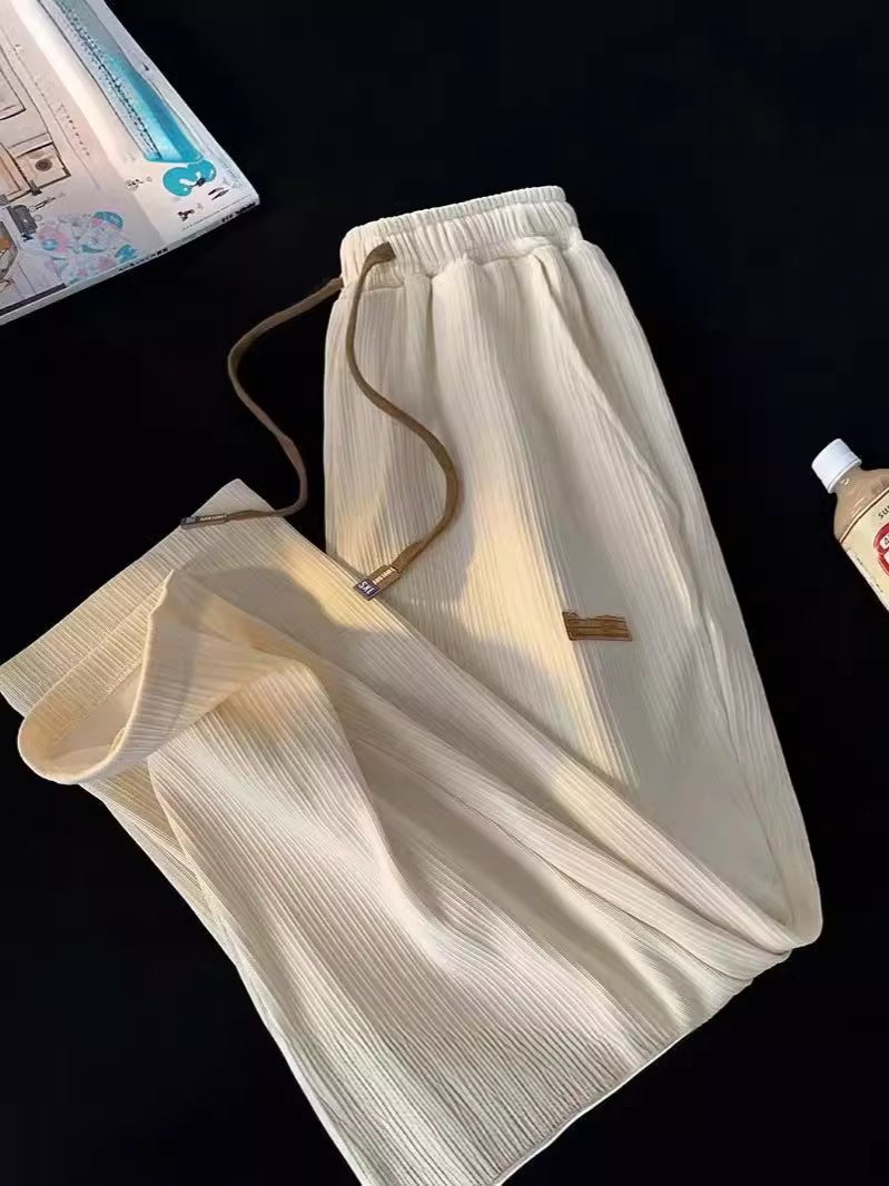 Ice Silk Dape Straight Casual Pants 2024 Summer Thin Men'S And Women'S Wide Leg Pants New Loose Plus Size Stretch Trousers - Image 4