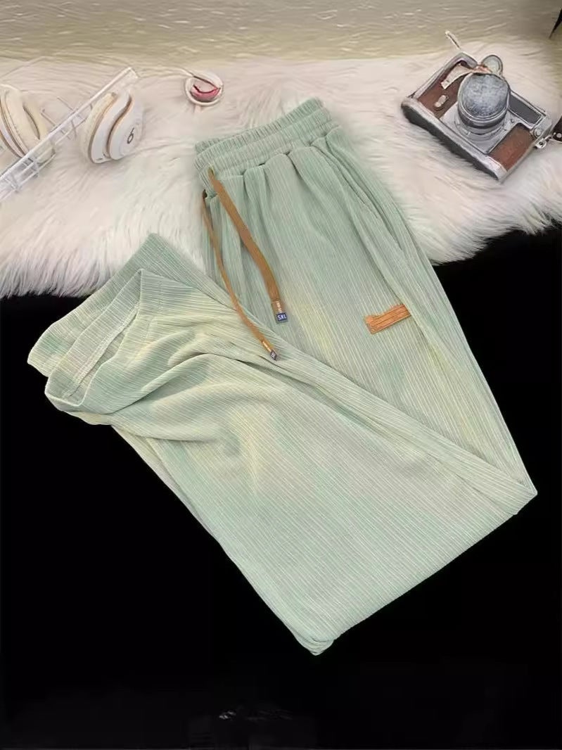 Ice Silk Dape Straight Casual Pants 2024 Summer Thin Men'S And Women'S Wide Leg Pants New Loose Plus Size Stretch Trousers - Image 2