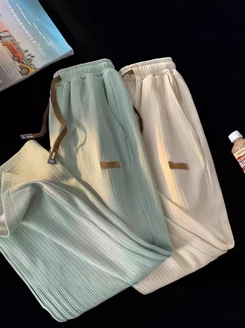 Ice Silk Dape Straight Casual Pants 2024 Summer Thin Men'S And Women'S Wide Leg Pants New Loose Plus Size Stretch Trousers - Image 5