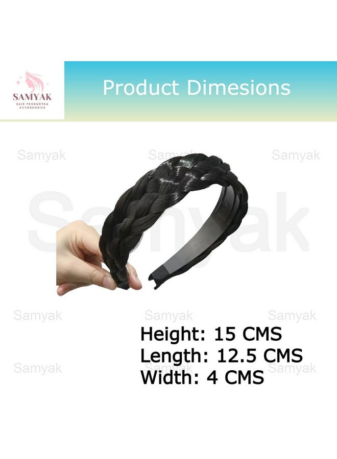 Samyak Synthetic Hair Braided Hair Band 4 Plaited Headband For Women & Girls Fashion Hair Accessory (Black) - Image 3