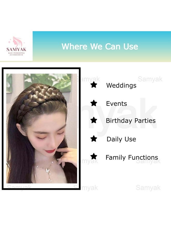 Samyak Synthetic Hair Braided Hair Band 4 Plaited Headband For Women & Girls Fashion Hair Accessory (Black) - Image 4