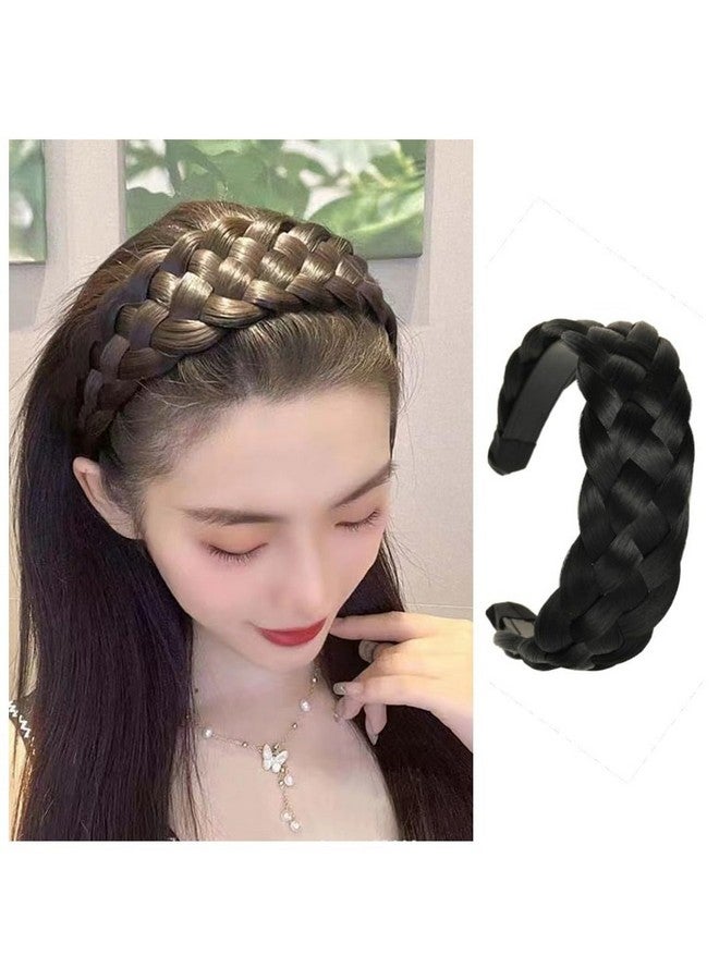 Samyak Synthetic Hair Braided Hair Band 4 Plaited Headband For Women & Girls Fashion Hair Accessory (Black) - Image 1