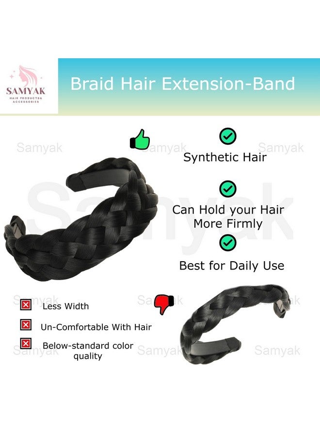 Samyak Synthetic Hair Braided Hair Band 4 Plaited Headband For Women & Girls Fashion Hair Accessory (Black) - Image 2