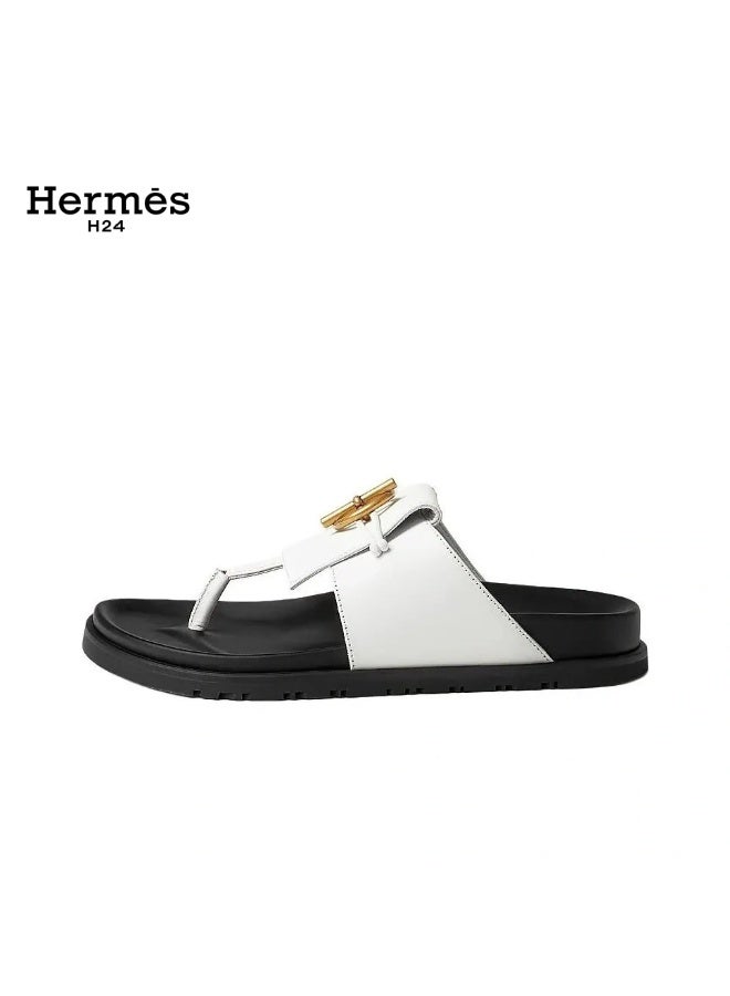 Hermes H24 Joyce sandal Techno-sandal in calfskin with anatomical rubber sole, featuring the iconic "Glenan" buckle. - Image 3