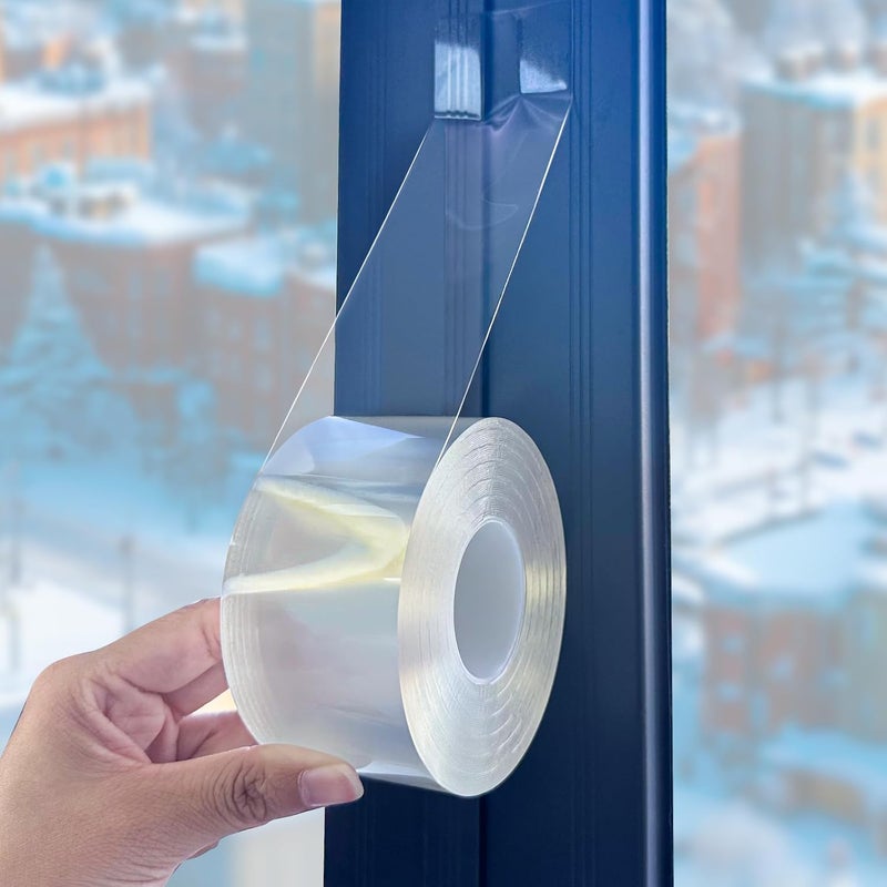 Tikfoam Transparent Window Weather Seal Tape, 2 Inch x 35 Feet Transparent Window Insulation Sealing Tape, No Residue, Sealing Film Tape - Image 1
