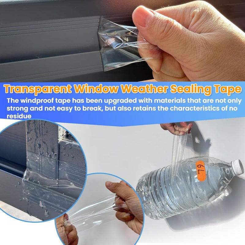 Tikfoam Transparent Window Weather Seal Tape, 2 Inch x 35 Feet Transparent Window Insulation Sealing Tape, No Residue, Sealing Film Tape - Image 5