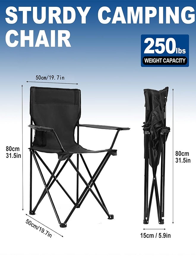 MTSOVIV 2 Pack Lightweight Folding Camping Chairs, Outdoor Lawn Beach Chair with Cup Holder & Carry Bag for Travel, Fishing, Picnic, Backyard, Hiking (Black) - Image 2