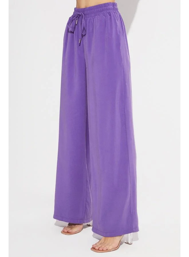 جون June Exclusive Elastic Waist Modal Blend Trouser Purple