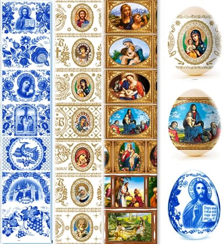 QG group Decorative Easter Egg Wraps Russian Icons Religious Orthodox Dying Kit Dye - Set Ukrainian Kit Sleeve Heat Shrink Wrap Pysanka Pysanky Supplies 21 Pcs in Pack - Image 1