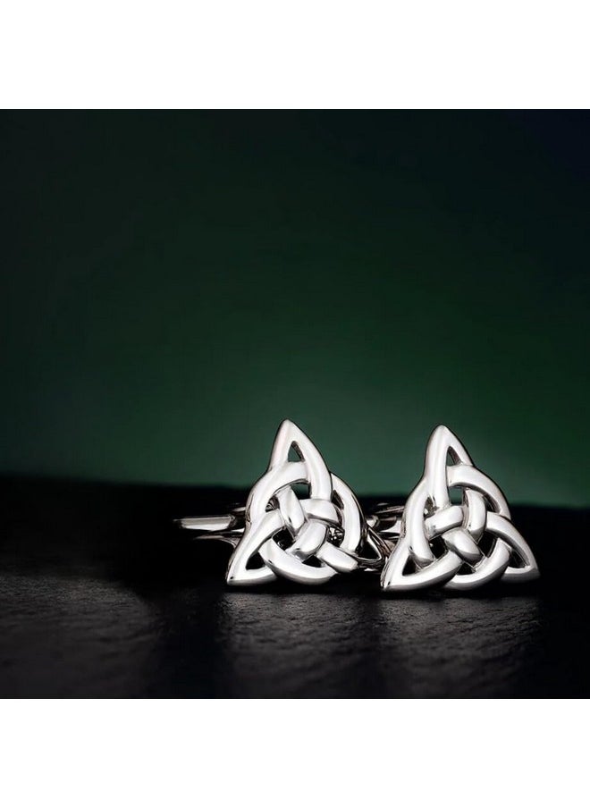 تارا أزرار أكمام Trinity Knot مطلية بالروديوم مصنوعة في أيرلندا  - Image 3