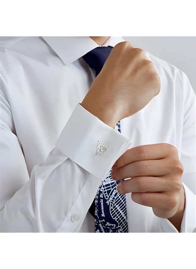 تارا أزرار أكمام Trinity Knot مطلية بالروديوم مصنوعة في أيرلندا  - Image 2
