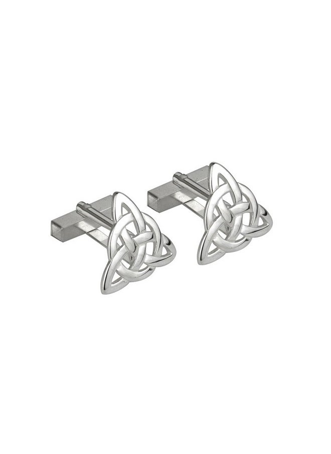 تارا أزرار أكمام Trinity Knot مطلية بالروديوم مصنوعة في أيرلندا  - Image 1
