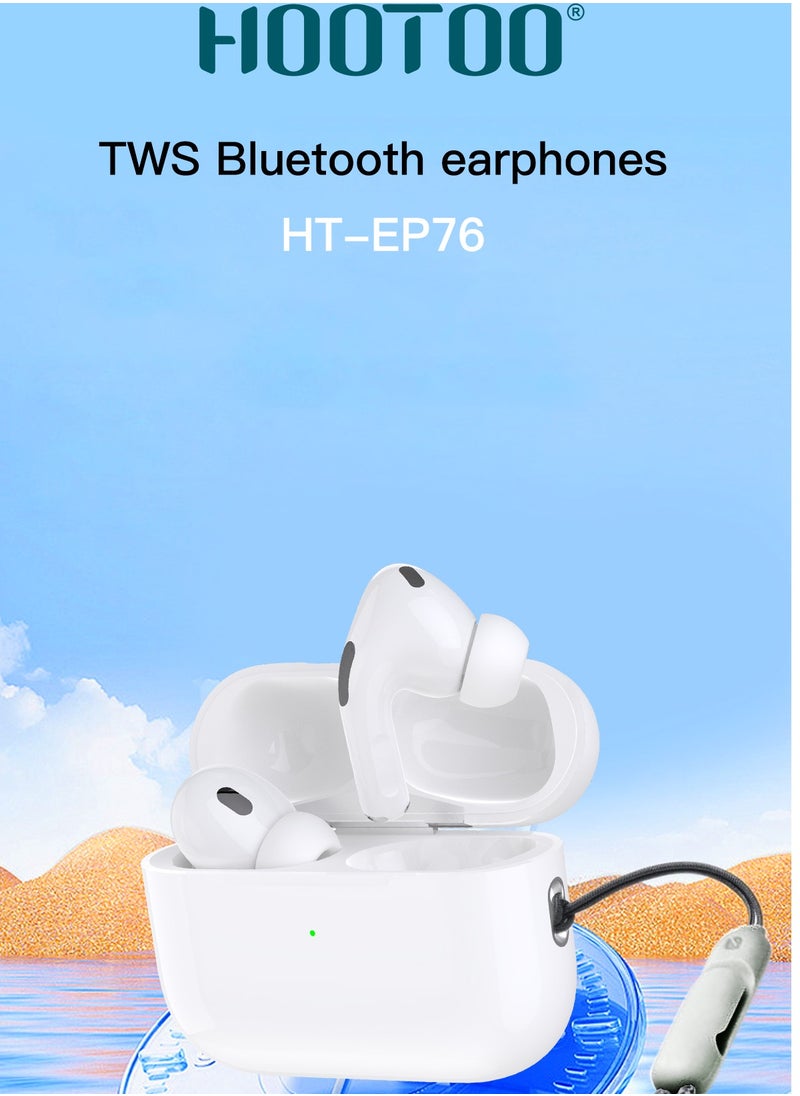 HooToo - HooToo earbuds Pro EP-76 with Charging Case with Lightning Port, Powerful Bass, and Clear Microphone. White - Image 1
