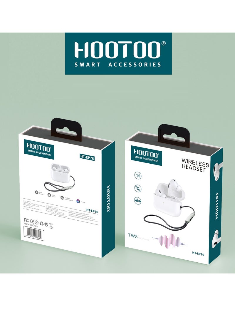 HooToo - HooToo earbuds Pro EP-76 with Charging Case with Lightning Port, Powerful Bass, and Clear Microphone. White - Image 1