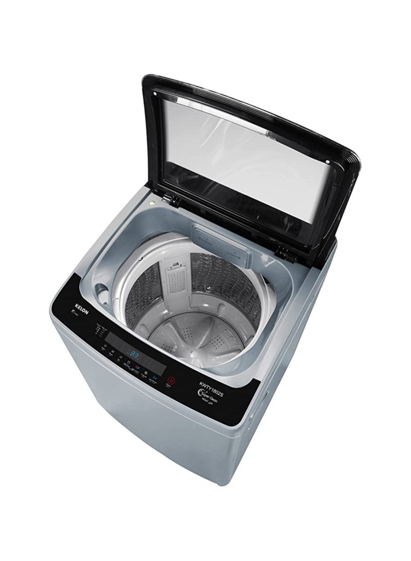 KELON 18 Kg Fully Automatic Top Load Washing Machine, 8 Programs, with Spin Dry, LED Display, Child Safety Lock, Tempered Glass Lid 18 kg KWTY1802S Silver - Image 4