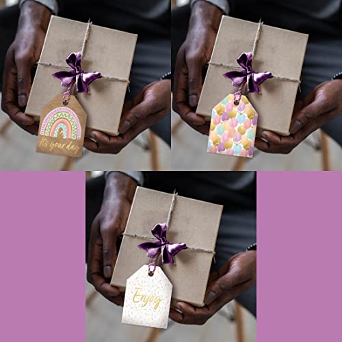 Pro Supply Global Balloon Theme Elegant Gift Tags - 2.5x3 Inch 24 Pack with 3 Design Styles Assorted Cardstock Prints Pre-Strung Hanging Labels Suitable for Wrapping Favors DIY Presents Packaging Bags - Image 2