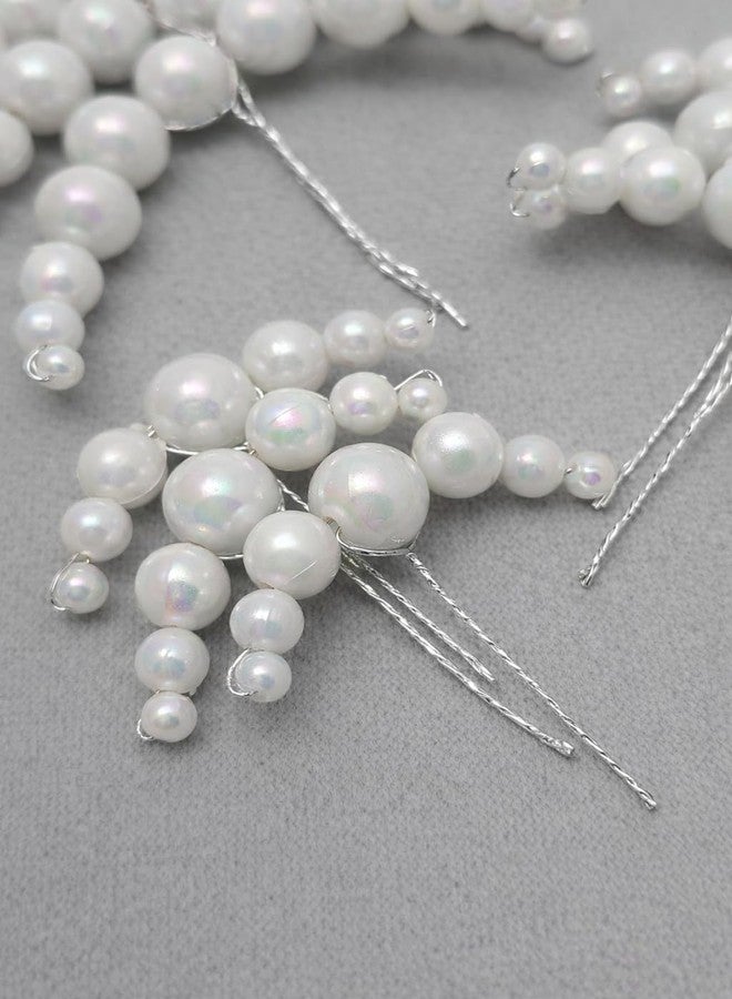 DORMITORRY Pearl Artificial Bridal Wedding Hair Accessories, Gajra Juda Pin, Juda Bun Hair Clip, Artificial Flowers for Hair, Fancy Pearl Juda Accessories for Women & Girls, Long Hair, (9 Pcs - Silver.) - Image 3