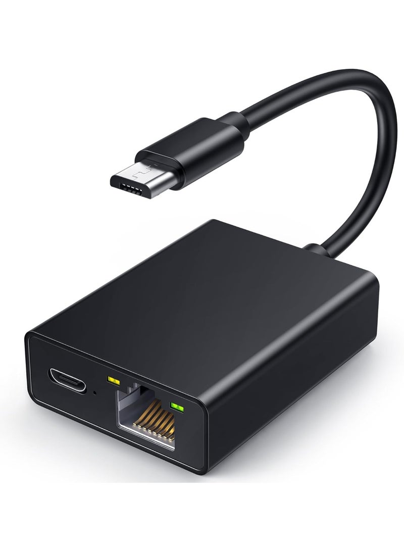 Ethernet Adapter, Electop Micro USB to RJ45 Ethernet Network Adapter Compatible with 4K Fire Stick,Chromecast Google Home Mini and More Streaming TV Sticks(Adhesive Tape Included)