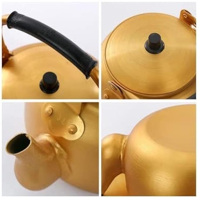 TAJ Yellow Kettle 4L Stove Top Tea Kettle Golden Kettle Karak Tea Kettle Camping Kettle Coffee Kettle Aluminium Kettle Pot Ideal For Home Office Camping Tea Kettle  Hotel 4 Litre - Image 3