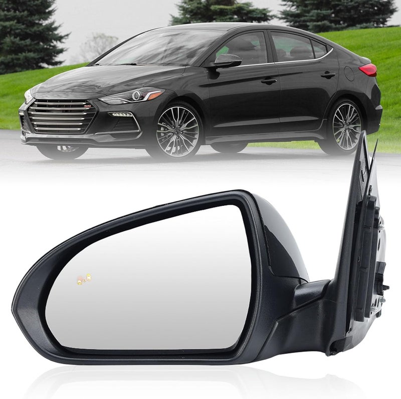 Clidr Driver Side Mirror for 2017-2020 Hyundai Elantra - Heated, Manual Folding with Blind Spot Detection - Image 1