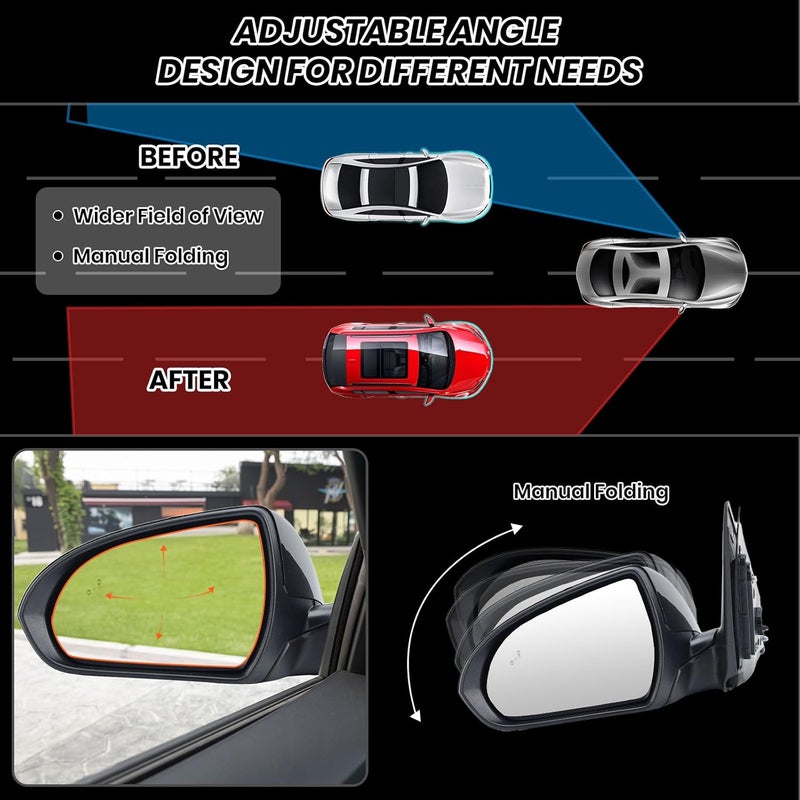 Clidr Driver Side Mirror for 2017-2020 Hyundai Elantra - Heated, Manual Folding with Blind Spot Detection - Image 4