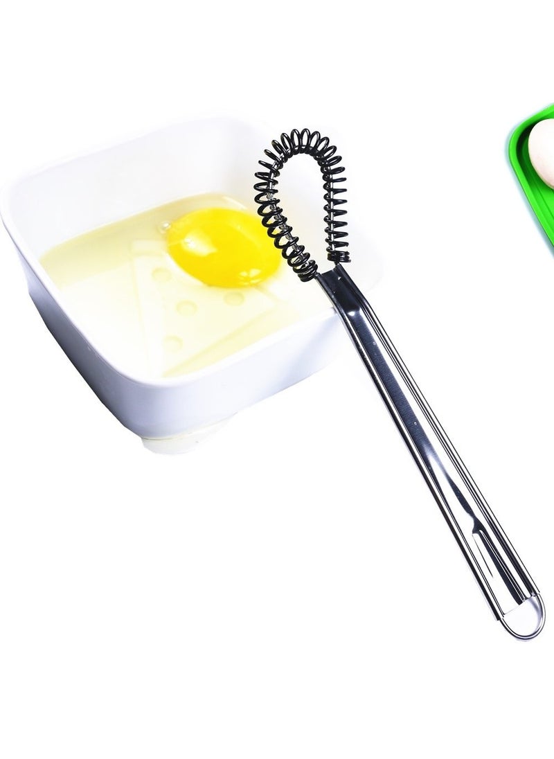 i Kito Stainless Steel Mini Spring Egg Beater Silicone Whisk Magic Hand Held Sauce Stirrer Blender Milk Frother Foamer Coffee Mixer Silicone Coil 