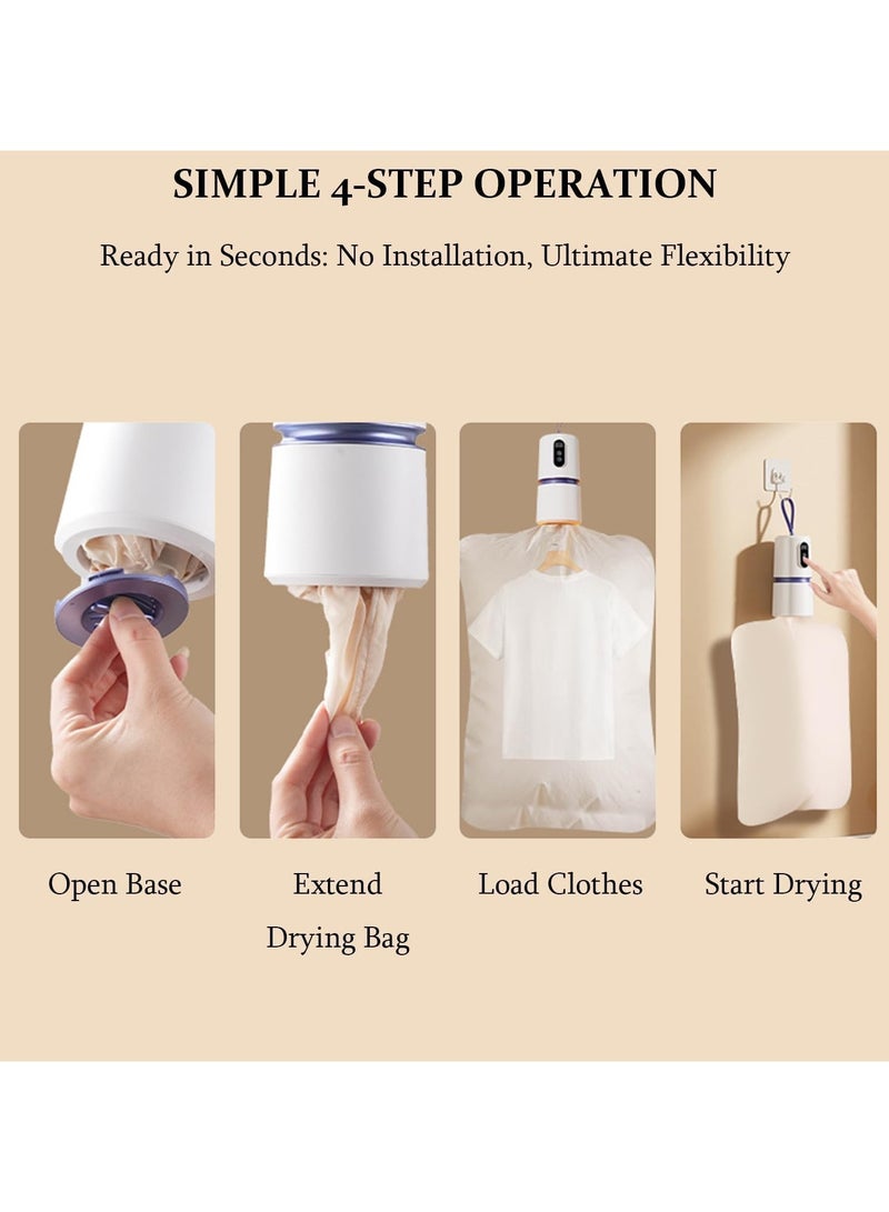 general Portable dryer, 360° hot air technology and drying bag, silent mini dryer, 30-240 minute timer, suitable for travel, apartments, RVS and dormitories - Image 4