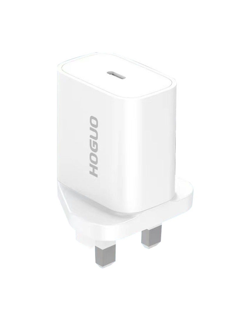HOGUO شاحن طاقة بمنفذ USB ومخرج PD باللون الأبيض - Image 1