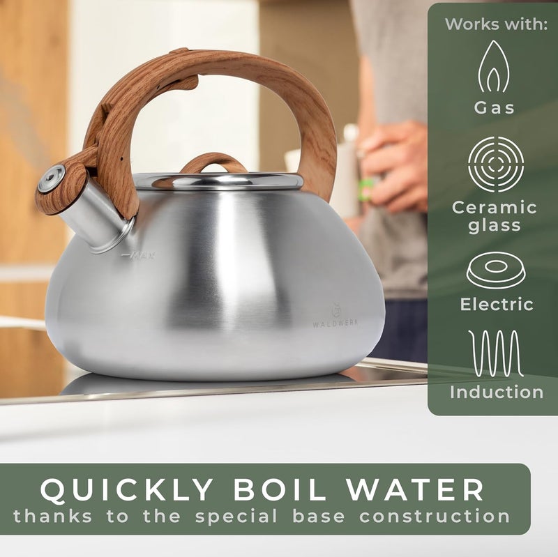 WALDWERK Tea Kettle Stovetop (2.4 Quart) - Teapot for Stovetop - also for Induction and Gas Stoves - Stainless Steel Tea Kettle - Whistling Tea Kettle for Stove Top - Image 2