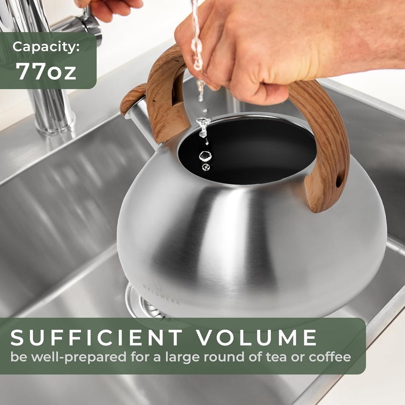 WALDWERK Tea Kettle Stovetop (2.4 Quart) - Teapot for Stovetop - also for Induction and Gas Stoves - Stainless Steel Tea Kettle - Whistling Tea Kettle for Stove Top - Image 3